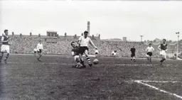 Jimmy Adam bursts through into the Villa penalty area