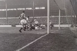 Allan Brown scores the Town`s first goal with a close range effort