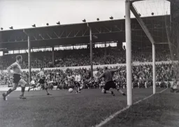 Allan Brown gets the ball across