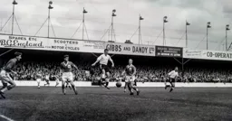 Allan Brown looks to control the ball in mid-air