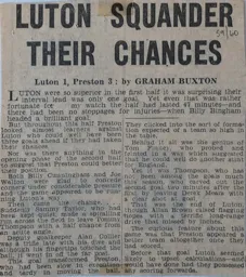 Match Report: Luton Town FC vs Preston North End (28 Nov 1959)