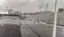 Unusual shot of the game showing the additional floodlights