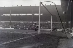 Middlesbrough goalkeeper Bob Appleby is beaten by Allan Brown