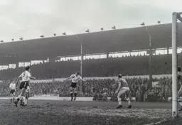 Mike Tracey looks to control the ball