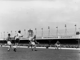 John Groves gets his head to the ball