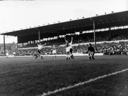 Alec Ashworth about to be congratulated on the Town's second goal