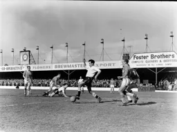 Tommy McKechnie controls the ball in the Liverpool area
