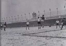 Gordon Turner gets his head to the ball