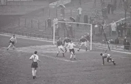 John O'Rourke about to get his head on to a high ball