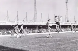 John O`Rourke looks to head the ball down for Tommy McKechnie