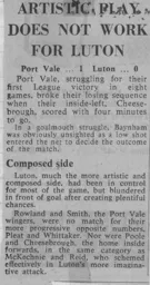 Match Report: Port Vale vs Luton Town FC (14th Sep 1964)