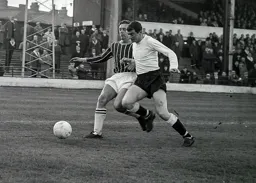 David Pleat in a tussle for the ball