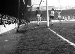 John O`Rourke searches for the ball but it is somewhere over the cross bar