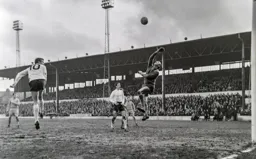 Tony Read goes close with this header as Gordon Riddick watches and hopes