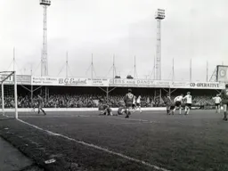 Keith Allen congratulates Alan Slough on scoring his goal