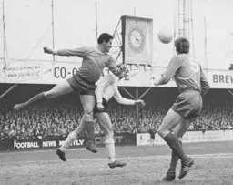 Ian Buxton is beaten in the air