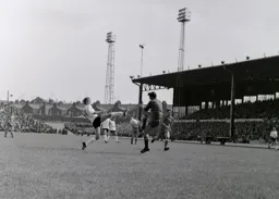 Keith Allen goes in with a high boot on Oldham keeper David Best