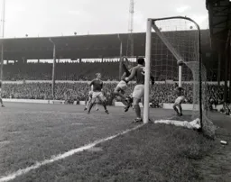 Keith Allen`s header finds the net for the Town`s first goal