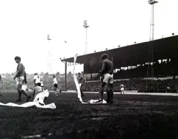 Streamers on the pitch after Mike Harrison on the right has score the Town`s second goal