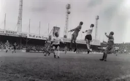 Matt Tees heads across goal