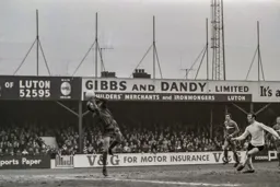 Matt Tees watches his header saved