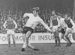 Malcolm Macdonald nets the Town's goal from the spot