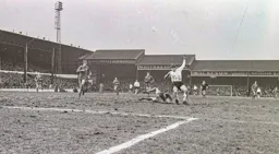 Malcolm Macdonald loses the ball to the keeper