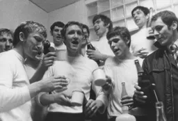 Happy Hatters after clinching promotion