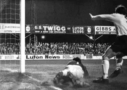 Malcolm Macdonald nets his second goal of the night