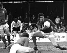 The Bluebirds goalkeeper safely gathers the ball