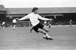 Alan Slough moves in to strike at goal