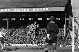 Alan Garner rises above Jim Ryan to score the winner