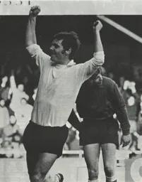 Don Shanks celebrates his goal