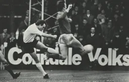 John Aston thunders in a shot