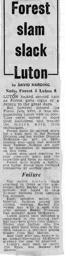 Match Report: Nottingham Forest vs Luton Town FC (25th Aug 1973)