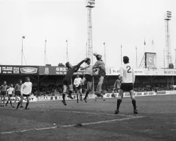 Barry Butlin attempts to flick on the ball