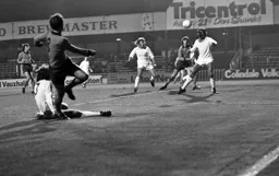 Tom Finney sees his cross blocked