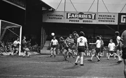 Peter Anderson heads in but the attempt is handled on the line for a penalty