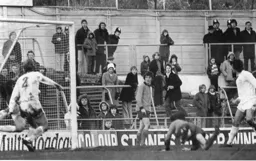 Barry Butlin heads in the only goal of the game