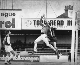 Villa goalkeeper Jim Cumbes gathers the ball