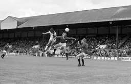 Barry Butlin fires in a trademark header