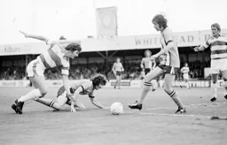 Barry Butlin about to control the ball