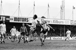 Rod Fern’s foot nearly make contact with Mike Englands head