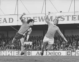 Peter Anderson sees a flying header go wide