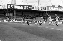 Ron Futcher slides home the first goal