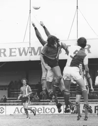 Peter Anderson tries to put the goalkeeper off