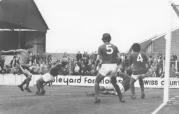 John Seasman smacks in the Town's goal