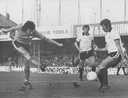 Peter Anderson fires past his old Luton teammate Alan Slough