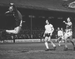 Peter Spiring watches a Luton effort tipped over