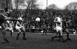 Jimmy Husband fires in a shot from close range
